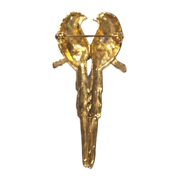 Macaw Parrot Pin Colorful Bird Enameled Brooch Exotic Vintage Red Blue Purple - Picture 4 of 4